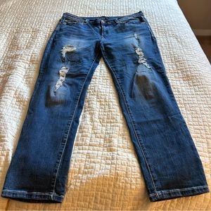 Seven7 Stretch Ripped Distressed Jeans with Gold Sequins 12